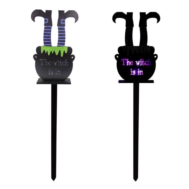 Alpine WQS187A-TM 36 in. LED Prelit Witch Legs Light Stake Yard Decor
