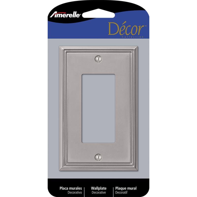 Amerelle 77RBN Metro Brushed Nickel 1 gang Die-Cast Metal Decorator Wall Plate 1 pk