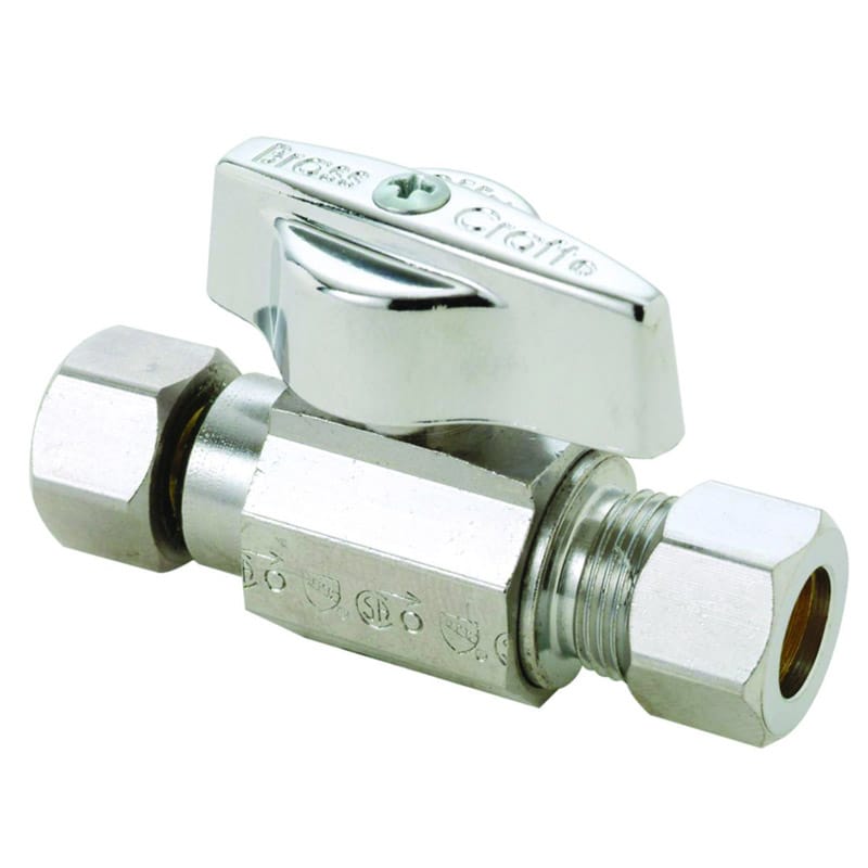 Brasscraft KTCR11FX C1 3/8 in. Brass Compression Ball Valve Quarter-Turn Lever For Potable Water