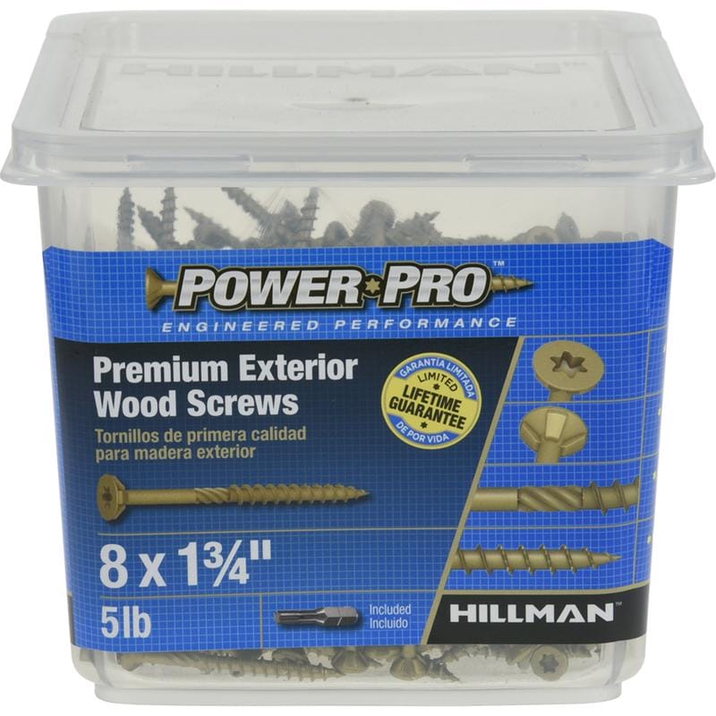 Hillman 48607V4 Power Pro No. 8 in. X 1-3/4 in. L Bronze Star Flat Head Premium Deck Screws 5 lb 803 pk