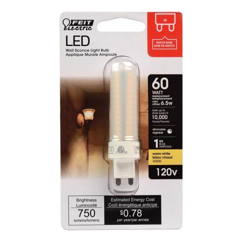 Feit BP60G9/830/LED T4 G9 LED Bulb Bright White 60 Watt Equivalence 1 pk