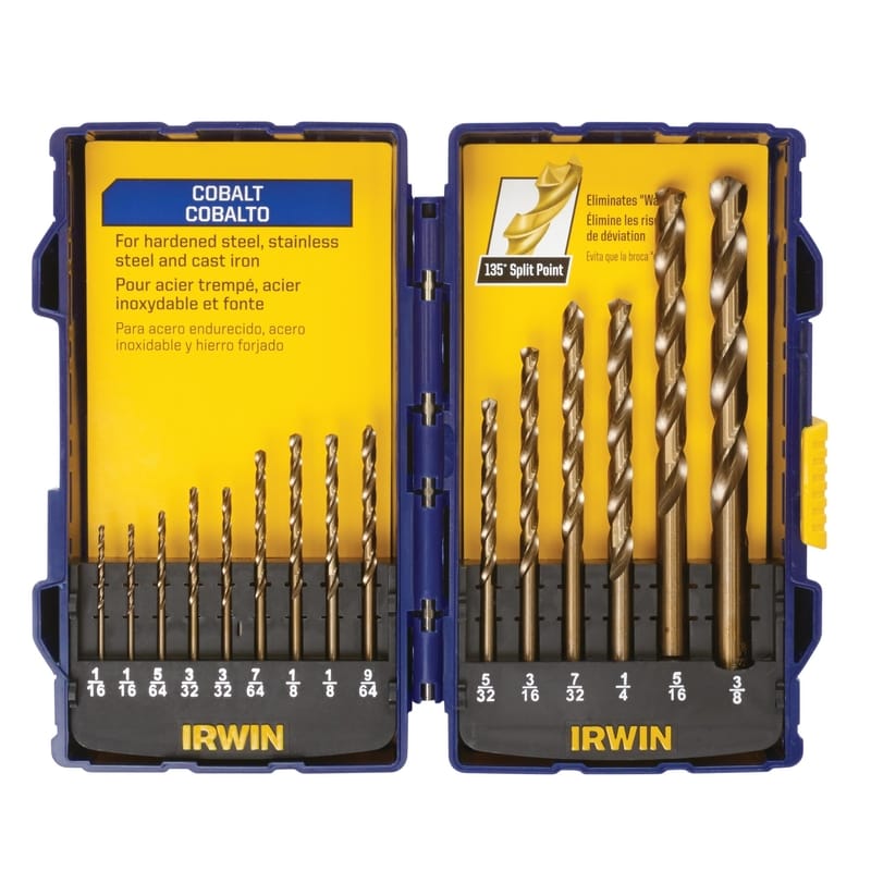 Irwin 316015 Cobalt Steel Drill Bit Set Straight Shank 15 pc