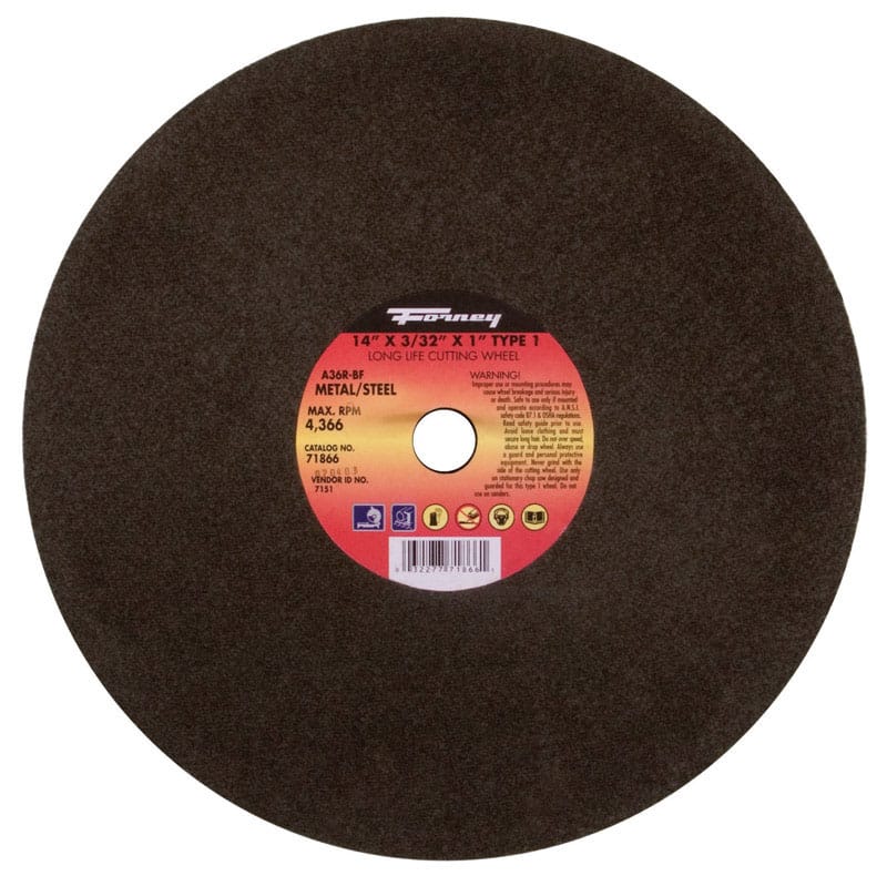 Forney 71866 14 in. D X 1 in. X 3/32 in. thick Aluminum Oxide Metal Cutting Wheel 1 pc