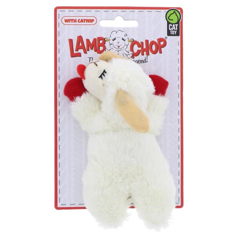Multipet 20775-12 Lamb Chop For Cat White Plush Cat Toy 1 pk