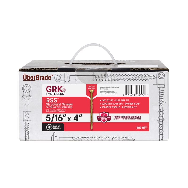 GRK Fasteners 10225 5/16 in. in. X 4 in. L Star Hex Head W-Cut Structural Screws