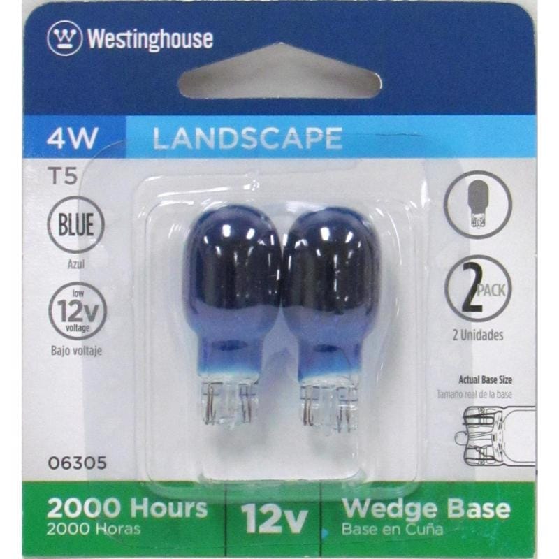 Westinghouse 0630500 4 W T5 Specialty Incandescent Bulb Wedge Blue 2 pk