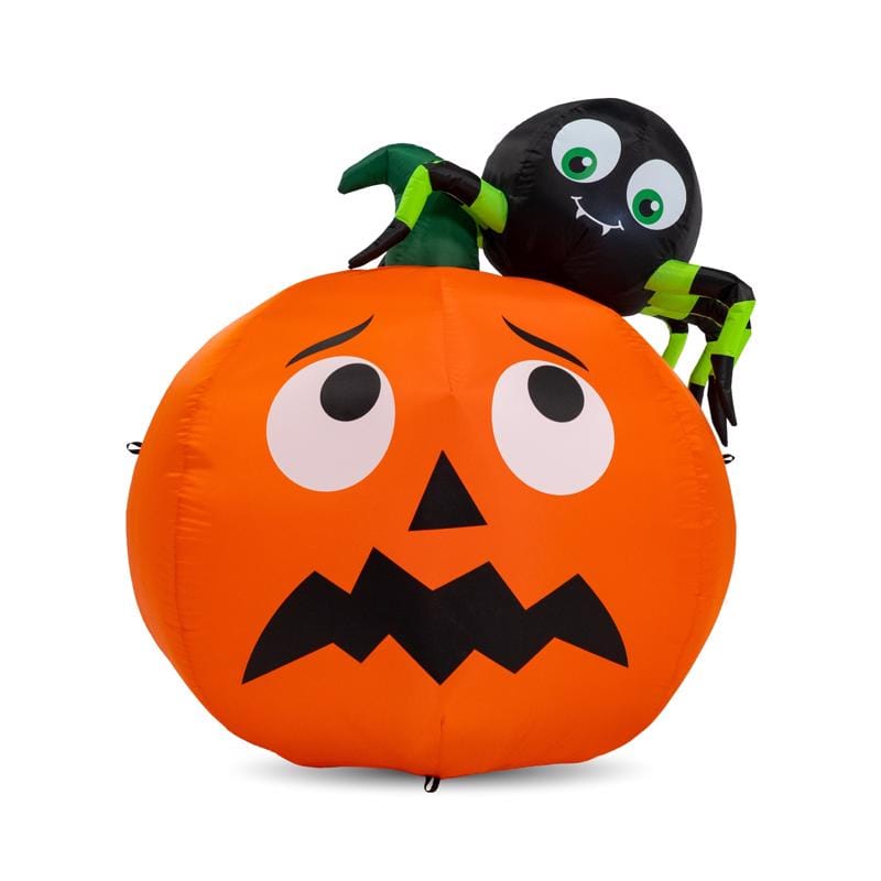 Seasonal Creations HL24020-120 Holiday Company 4 ft. Prelit Pumpkin with Spider Inflatable