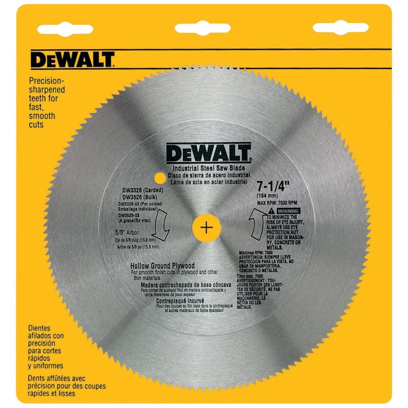 Dewalt DW3326 7-1/4 in. D X 5/8 in. Steel Circular Saw Blade 140 teeth 1 pk