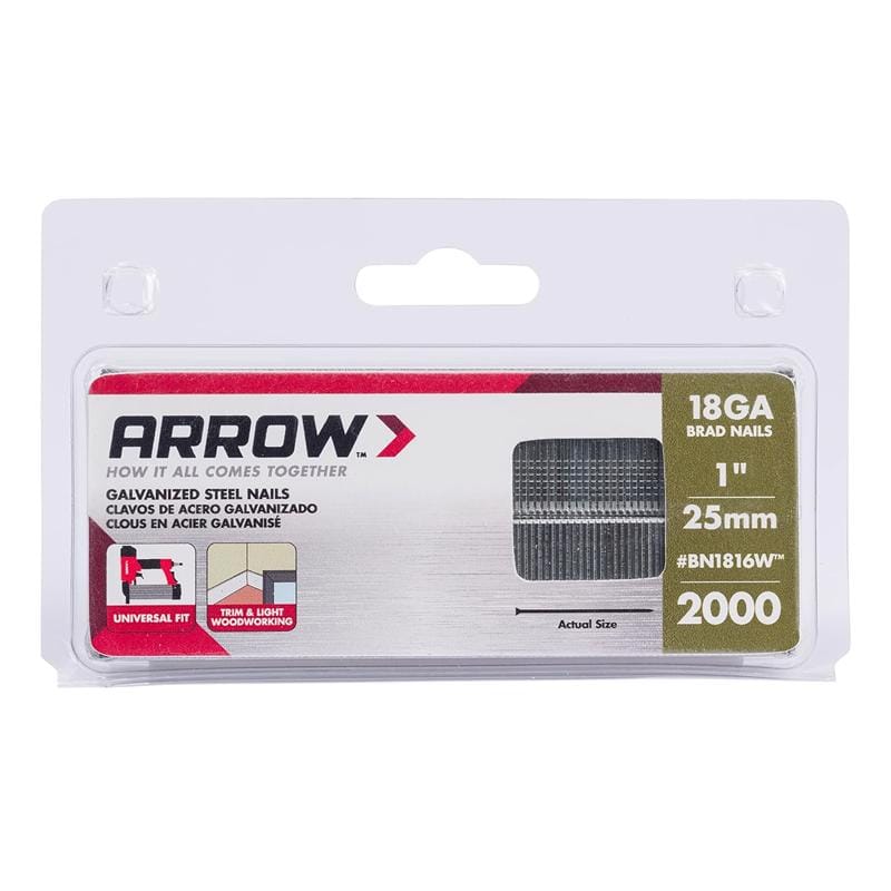 Arrow BN1816WCS-4 BN18 18 Ga. X 1 in. L Galvanized Steel Brad Nails 2000 pk 0.95 lb
