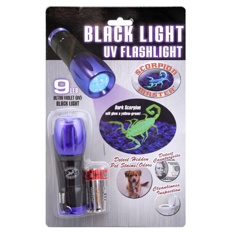 Scorpion 302478 9 LED Black/Purple LED UV Flashlight AAA Battery