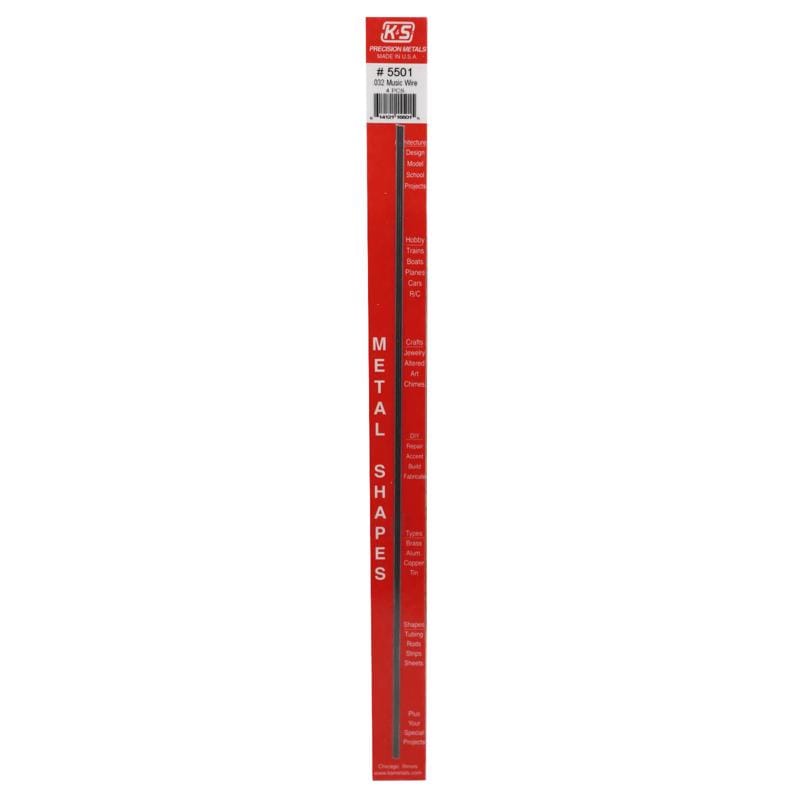 K&S 5501 .032 in. D X 1 ft. L Steel 22 Ga. Music Wire