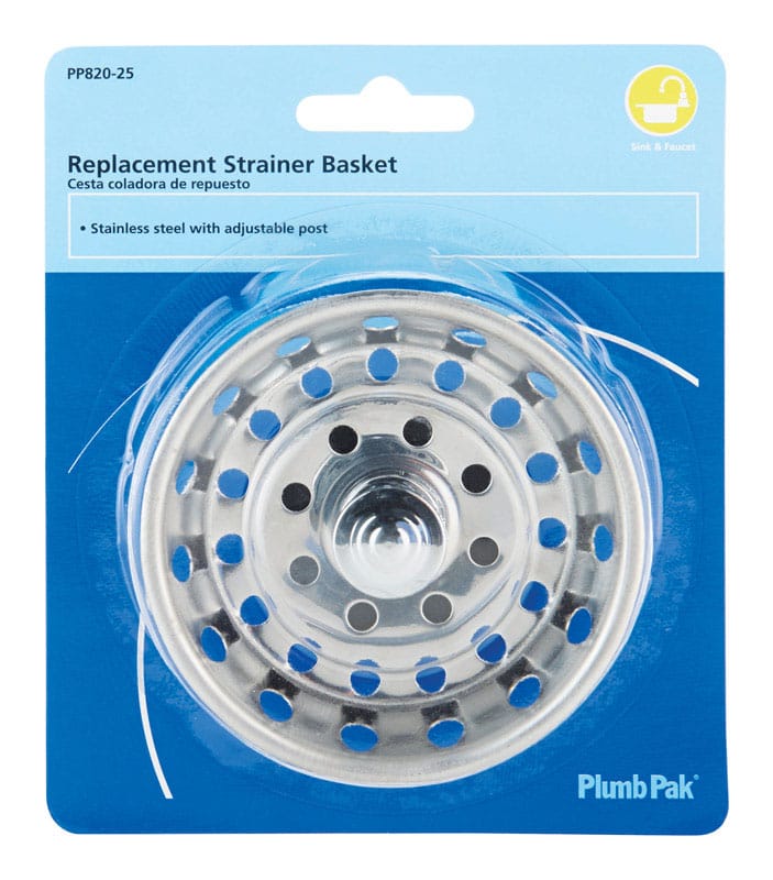 Plumb Pak PP820-25 3-1/2 in. D Chrome Silver Stainless Steel Replacement Strainer Basket