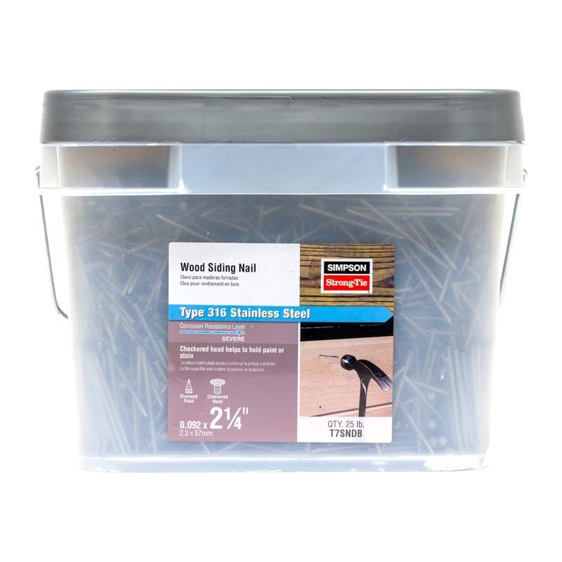 Simpson Strong-Tie T7SNDB 7D 2-1/4 in. Siding Coated Stainless Steel Nail Round Head 25 lb