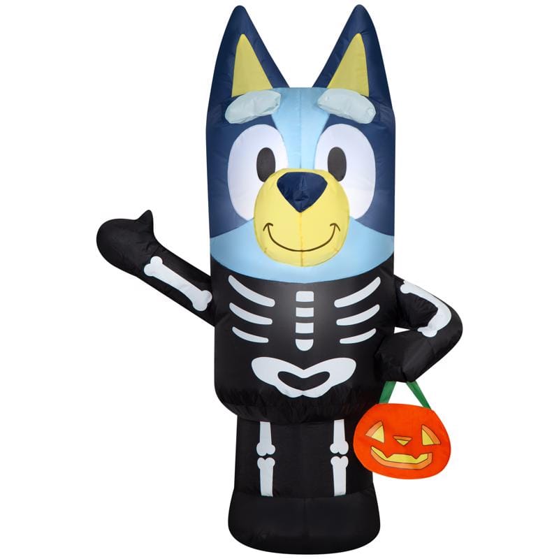 Bluey 555685 3.5 ft. Prelit Bluey Skeleton with Pumpkin Inflatable