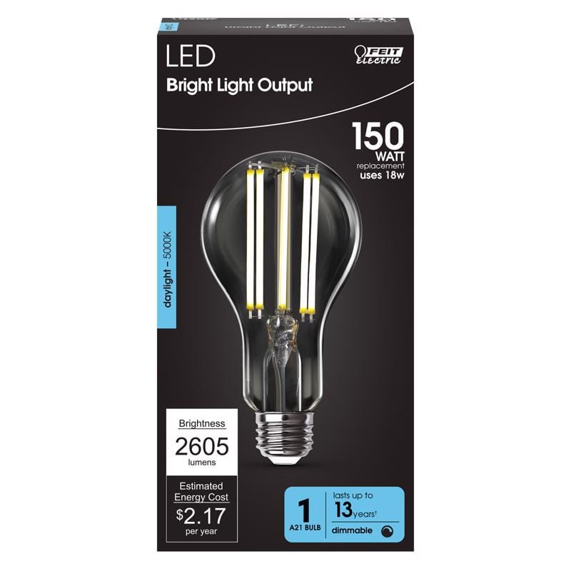 Feit Electric OM150DMCL850FIL Feit A21 E26 (Medium) Filament LED Bulb Daylight 150 Watt Equivalence 1 pk