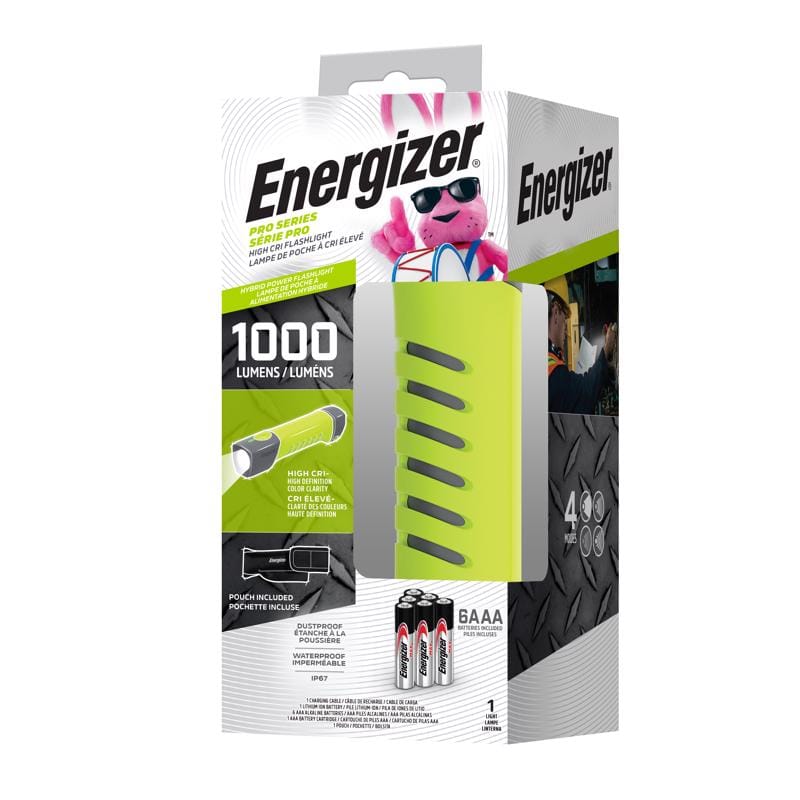 Energizer ENYPHH62 Pro Series 1000 lm Gray/Green LED Rechargeable Flashlight AAA Battery
