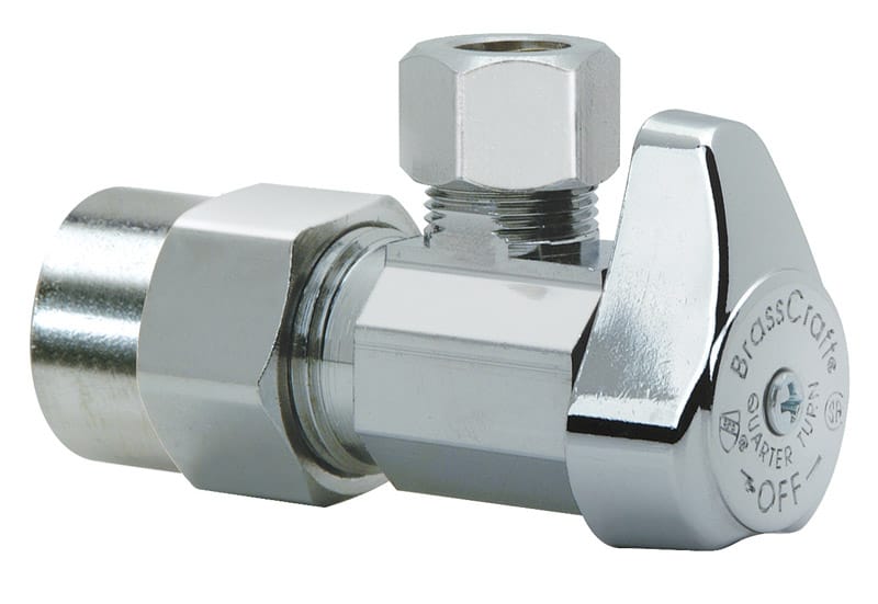Brasscraft G2PR19X CD 1/2 in. CPVC outlets X 3/8 in. Compression Brass Angle Stop Valve