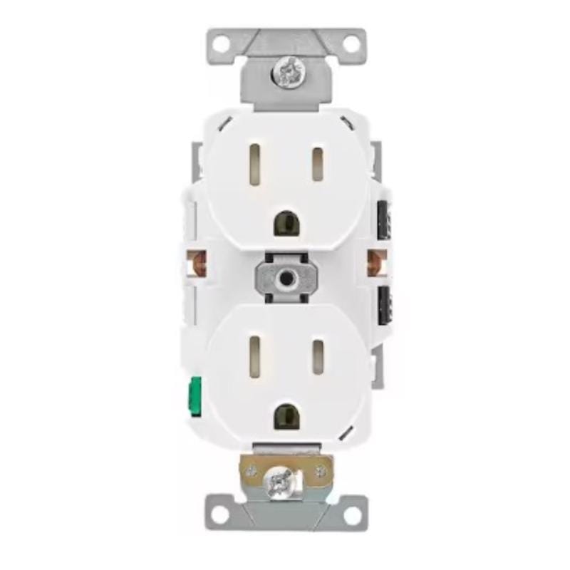 Leviton ETCR1-00W Lever Edge 15 amps 125 V White Outlet 5-15R 1 pk