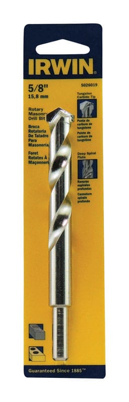 Irwin 5026019 5/8 in. X 6 in. L Tungsten Carbide Tipped Rotary Drill Bit Straight Shank 1 pc