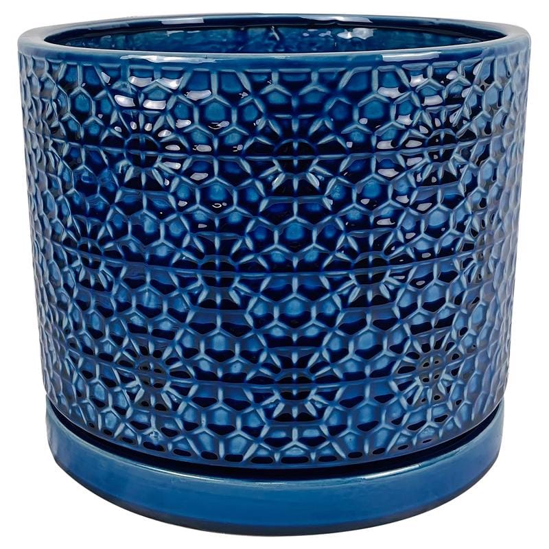 Border Concepts 533334 7.25 in. H X 6.25 in. W X 12 in. D Ceramic Amelia Planter Blue