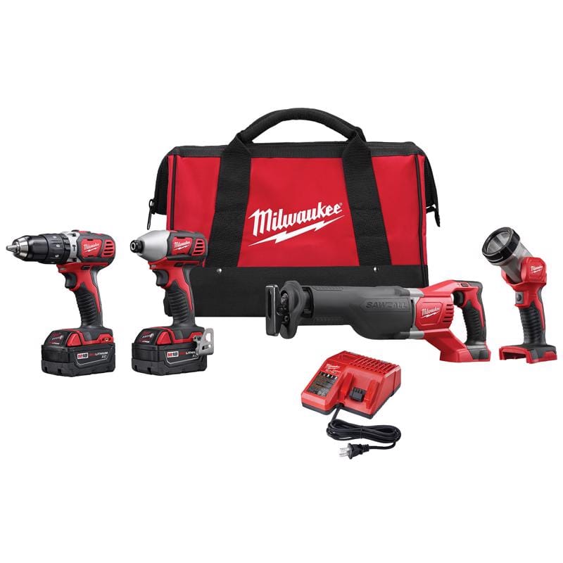 Milwaukee 2696-24 M18 Cordless Brushed 4 Tool Combo Kit