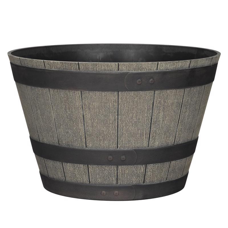 L&G PVH6019TOI 12 in. H X 19 in. W X 19 in. D X 19 in. D Polyresin Whiskey Barrel Planter Oak