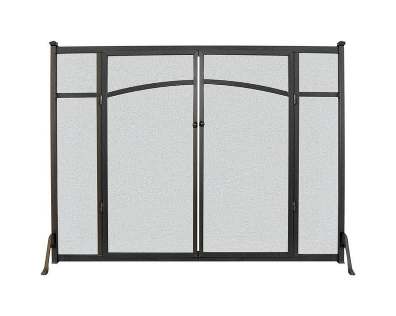 Panacea 15910 Black/Gray Matte Metal Fireplace Screen with Doors
