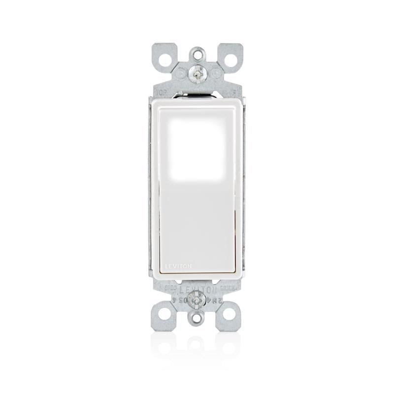 Leviton L5611-2LW Decora 15 amps Single Pole Rocker Illuminated Switch White 1 pk