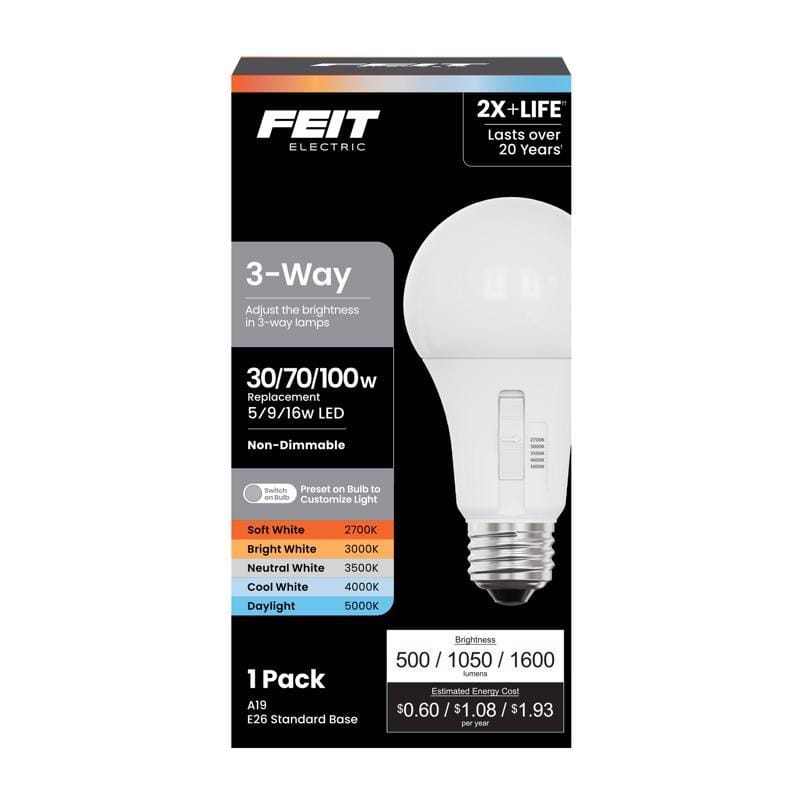 Feit Electric OM30/100/5CCTCA Feit A19 E26 (Medium) LED Bulb Adjustable White 100 Watt Equivalence 1 pk