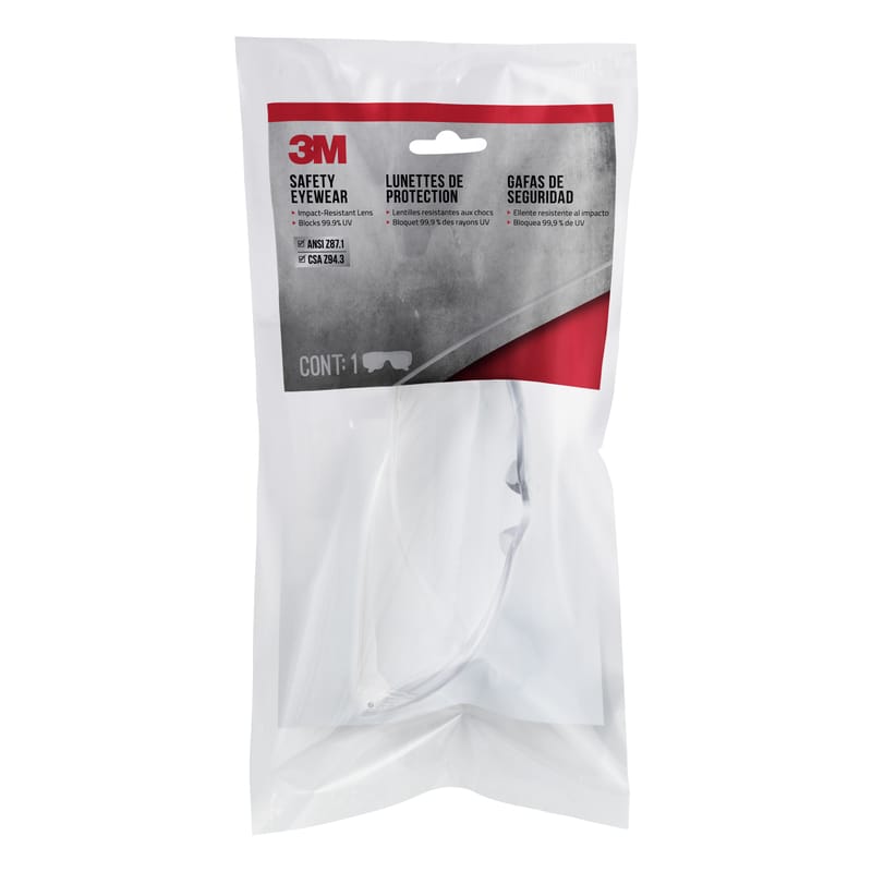 3M 90953H1-DC-20 Safety Glasses Clear Lens Clear Frame 1 pc