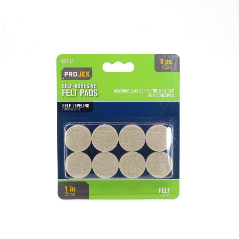 Projex P0105 Felt Self Adhesive Protective Pad White Round 1 in. W 8 pk
