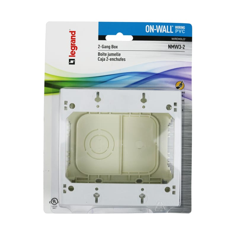 Legrand NMW32 Rectangle Plastic 2 gang Outlet Box White