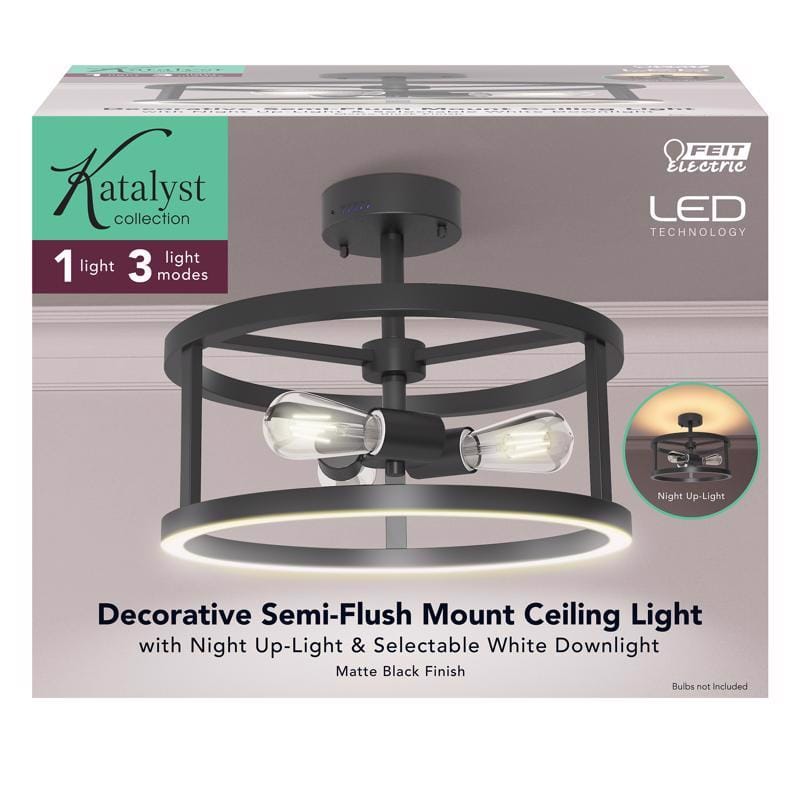 Feit FM15/6WY/NLBLK 54 in. H X 15 in. W X 15 in. L Matte Black LED Ceiling Light Fixture