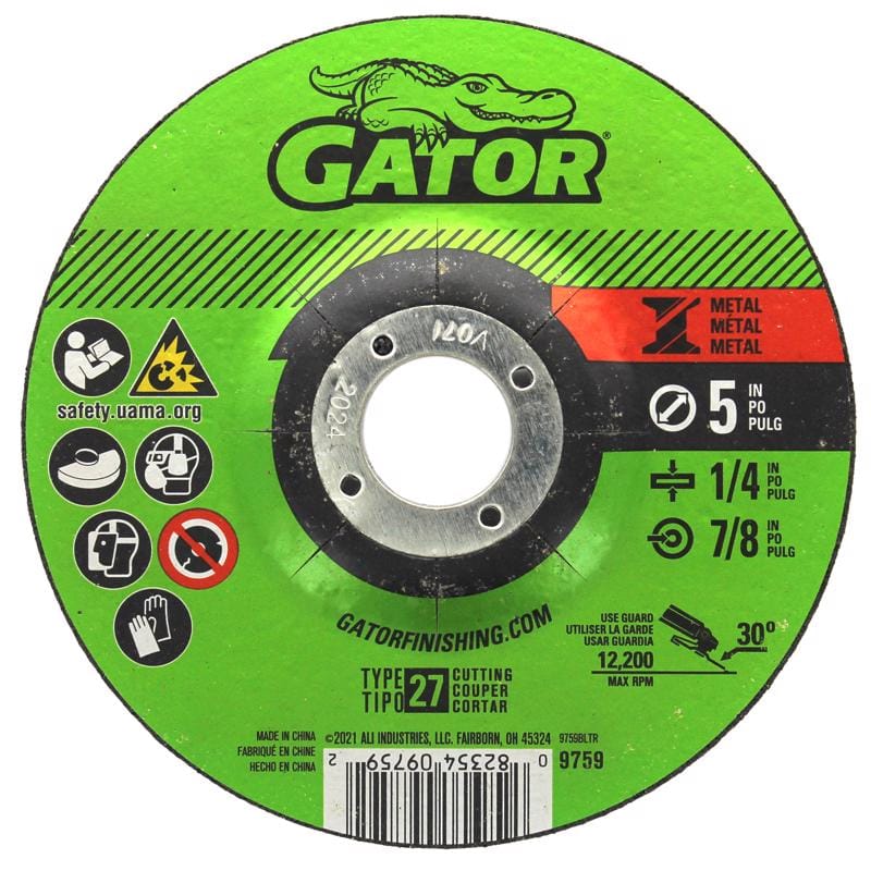 Gator 9759 5 in. D X 7/8 in. X 1/4 in. thick Aluminum Oxide Type 27 Metal Grinding Disc 1 pk