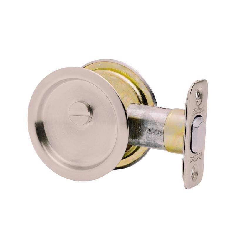 Kwikset 93350-024 Satin Nickel Metal Indoor Round Bed/Bath Pocket Door Lock
