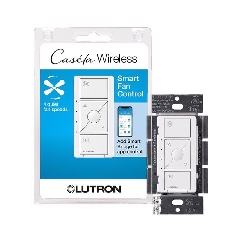 Lutron PD-FSQN-WH-R Caseta 1.5 amps Single Pole Wireless Smart-Enabled Fan Control White 1 pk
