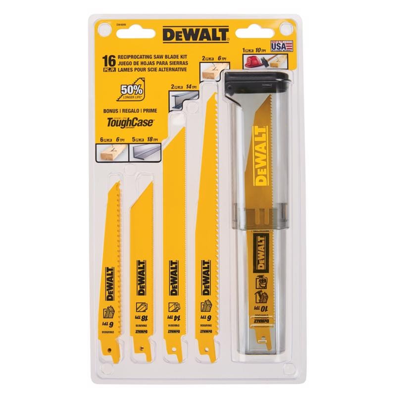 Dewalt DW4899 Bi-Metal Reciprocating Saw Blade Set Assorted TPI 16 pc
