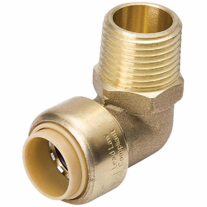 B&K 6631-203 Proline Push to Connect 1/2 in. PTC X 1/2 in. D MPT Brass 90 Degree Elbow