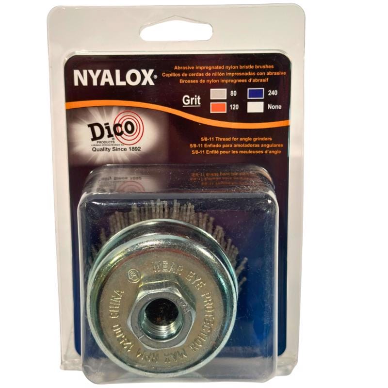 Dico 7200004 Nyalox 3 in. D X 5/8-11 in. X 1/4 in. D Crimped Nylon Mandrel Mounted Cup Brush 12500 rpm 1 pc