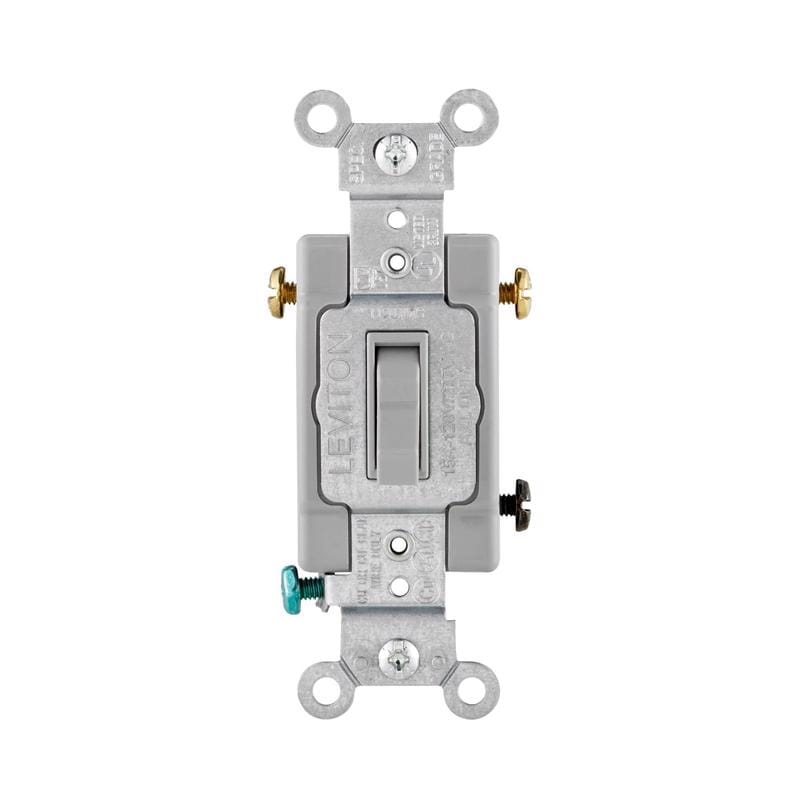 Leviton 54503-2GY 15 amps Three Pole Toggle AC Quiet Switch Gray 1 pk