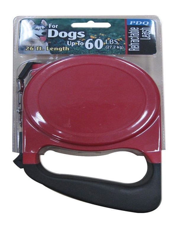 PDQ 11447 Red / Black Cotton/Nylon Dog Retractable Leash Medium/Large