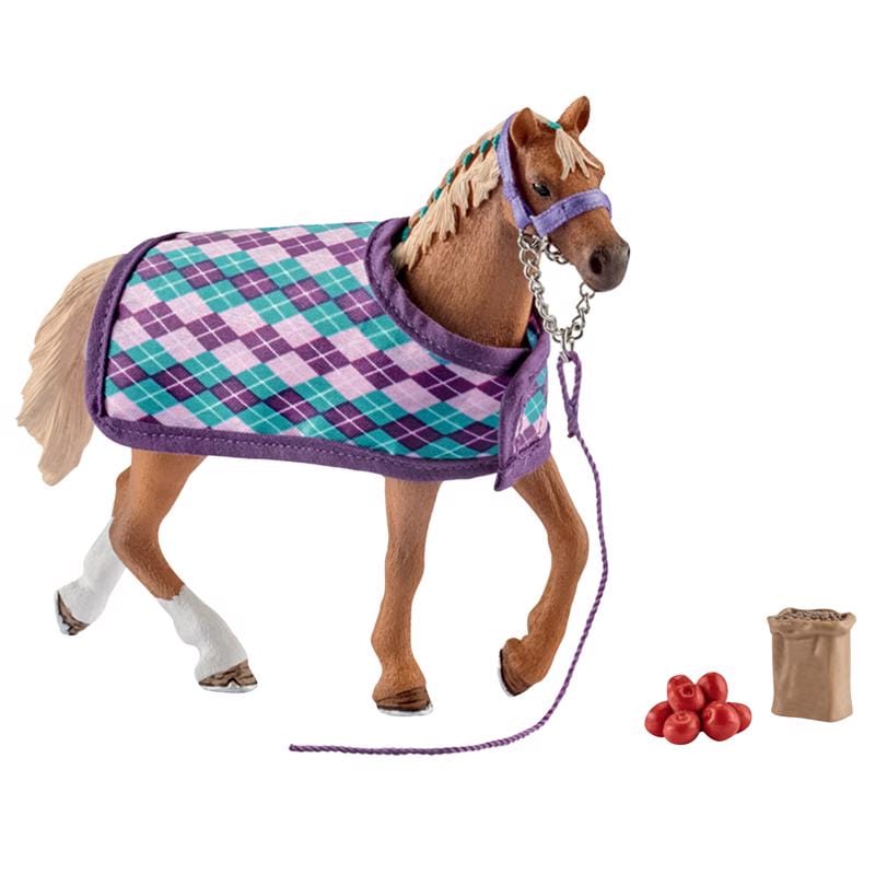 Schleich 42360 Horse Club English Thoroughbred with Blanket Toy Multicolored 5 pc
