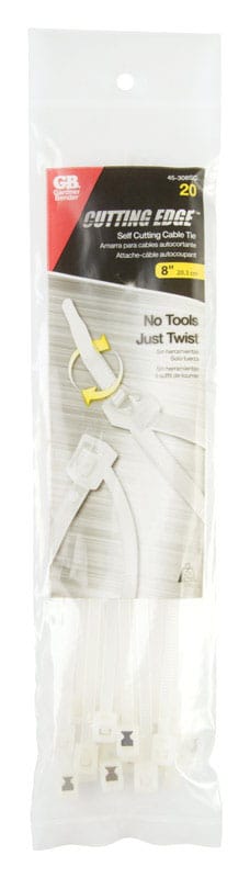 Gardner Bender 45-308SC 8 in. L Clear Self-Cutting Cable Tie 20 pk