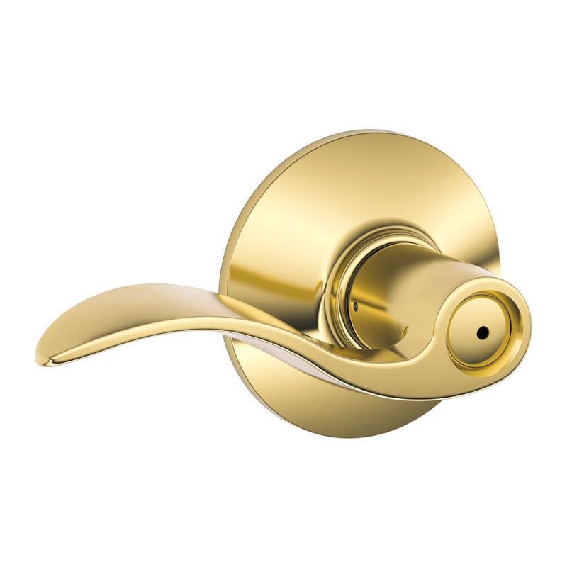 Schlage F40VACC605 Accent Bright Brass Privacy Lockset 1-3/4 in.