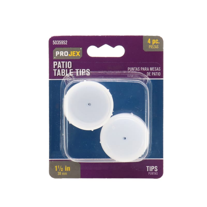 Projex P0082 Plastic Patio Table Tips White Round 1-1/2 in. W 4 pk