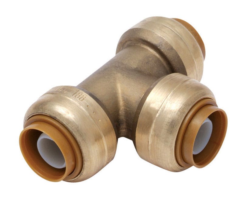 Sharkbite UR374A Push to Connect 1 in. PTC each X 1 in. D PTC Brass Tee