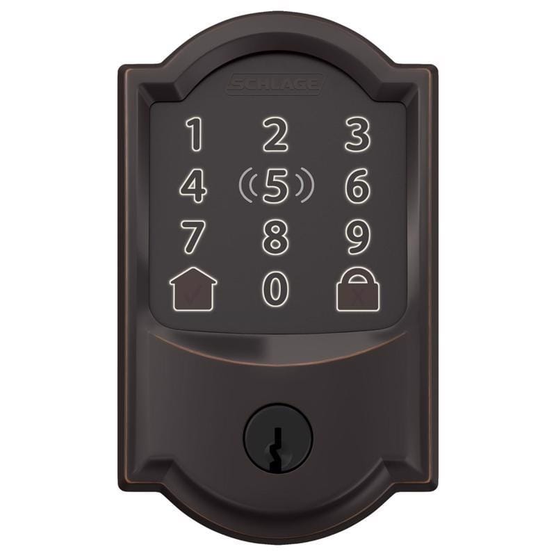 Schlage BE499WBVCAM716 Encode Plus Aged Bronze Metal Wi-Fi Deadbolt with Camelot Trim