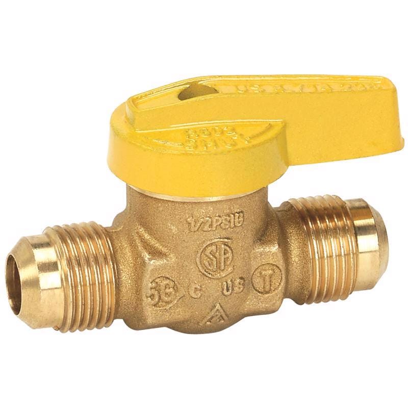 Homewerks VGV1LHT3 1/2 in. Brass Flare Ball Valve Quarter-Turn Lever For Gas