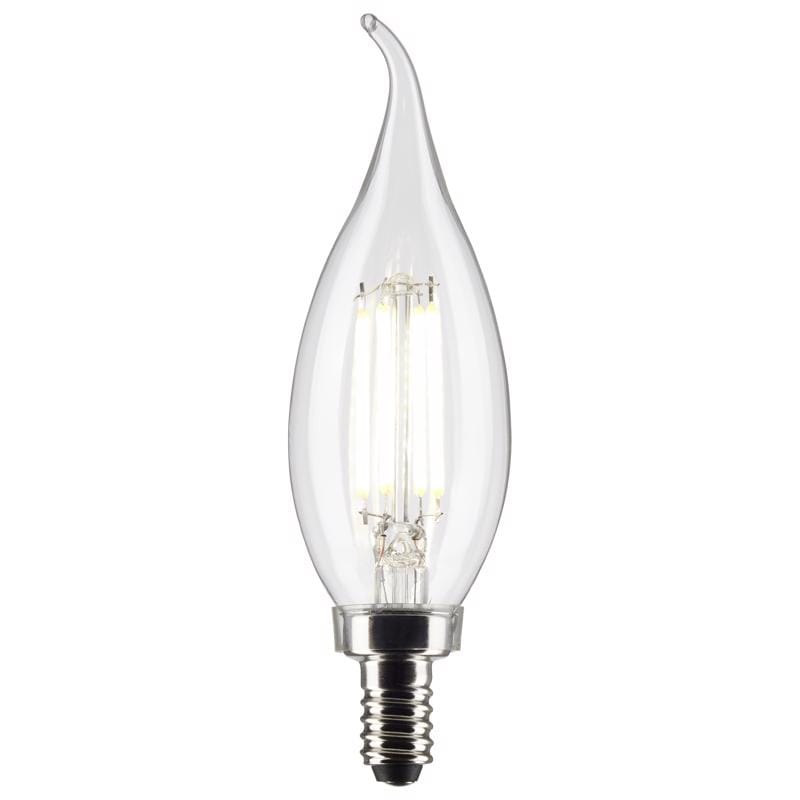 Satco S21841 CA10 (Flame Tip) E12 (Candelabra) Filament LED Bulb Soft White 40 Watt Equivalence 2 pk
