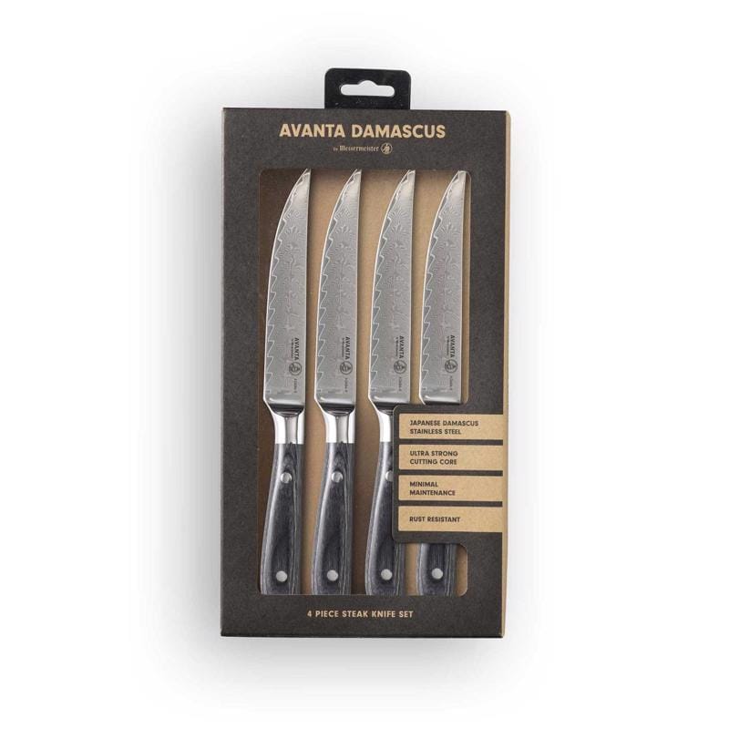 Messermeister AD864-4S Avanta Damascus n/a in. L Steel Steak Cultery Set 4 pc